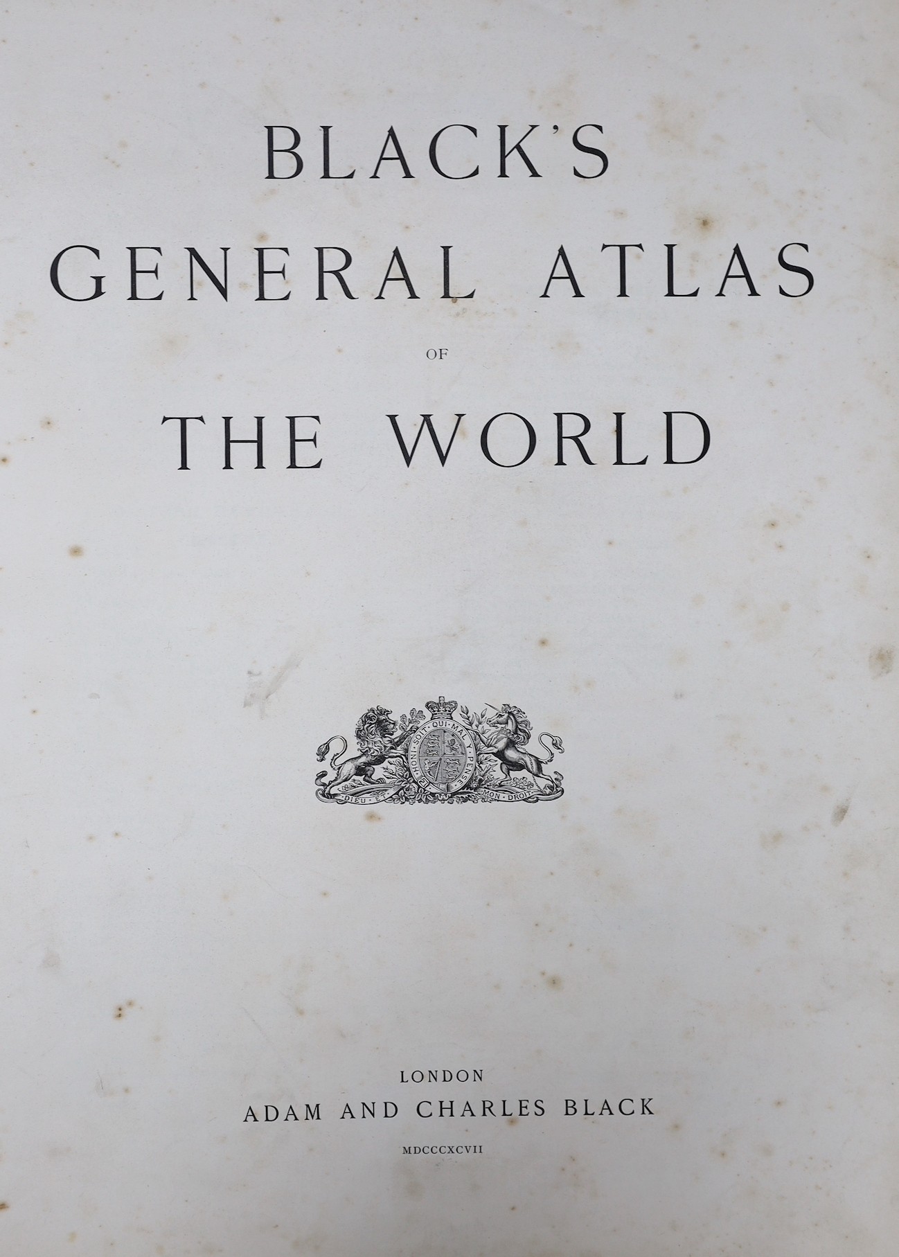 Black's General Atlas of the World. coloured (flags) frontis., many coloured maps (some d-page); newly rebound unlettered green half morocco and paper boards